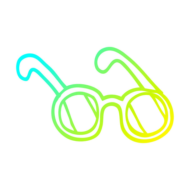 cold gradient line drawing cartoon sun glasses - Vector, Image