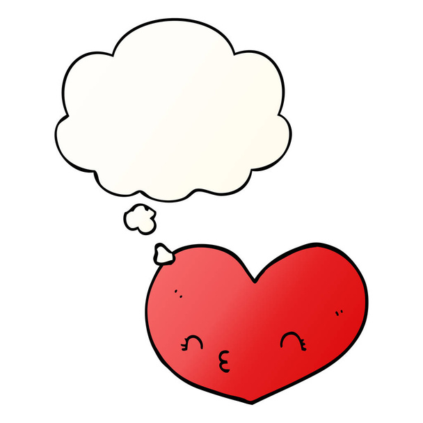 cartoon love heart and thought bubble in smooth gradient style - Vector, Image