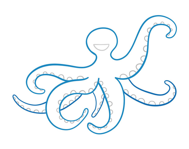 Ručně kreslené ilustrace modré chobotnice. - Vektor, obrázek