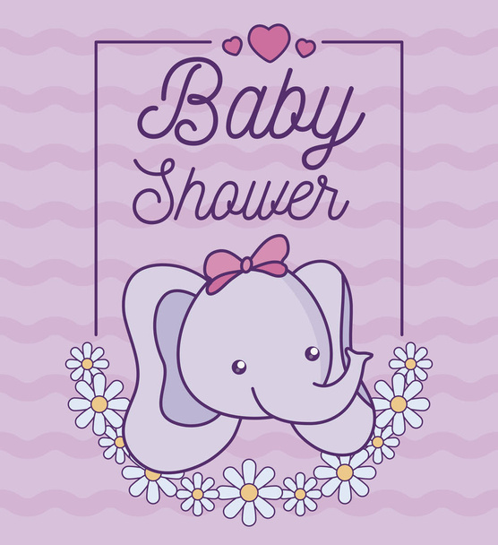 sevimli fil başkanı ile bebek duş kartı - Vektör, Görsel