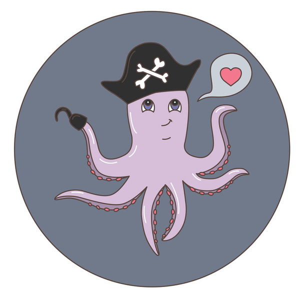 Ilustrace kreslené chobotnice. Vektorová ilustrace - Vektor, obrázek