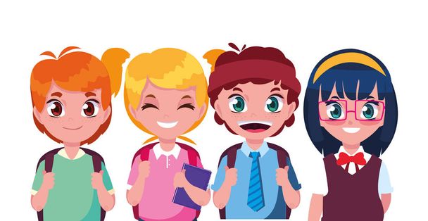 school boys and girls students - Vector, Image