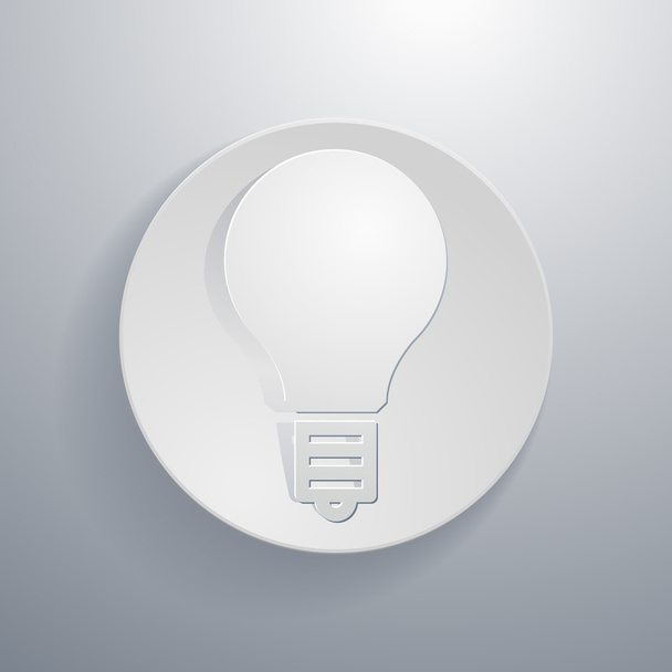 Vector simple paper-cut style, circular icon, lightbulb. - Vecteur, image