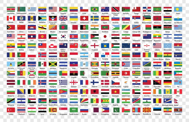 Weltflaggenkollektion. Weltflaggenkollektion auf transparentem Hintergrund - Vektor, Bild
