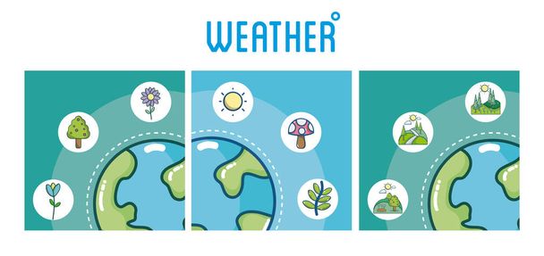 Reihe von Wetterkarten - Vektor, Bild