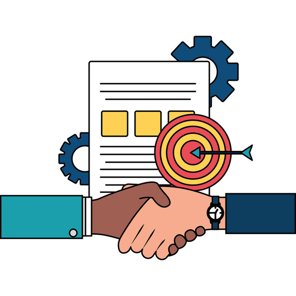 hands business persons done deal with document and target - Vector, Image