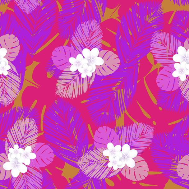 Naadloze vector tropische patroon. Plumeria, Frangipani. Exotische vector Strand wallpaper naadloze patroon. - Vector, afbeelding
