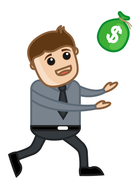 άνθρωπος που τρέχει για τα χρήματα - εικονογράφηση φορέας - Διάνυσμα, εικόνα