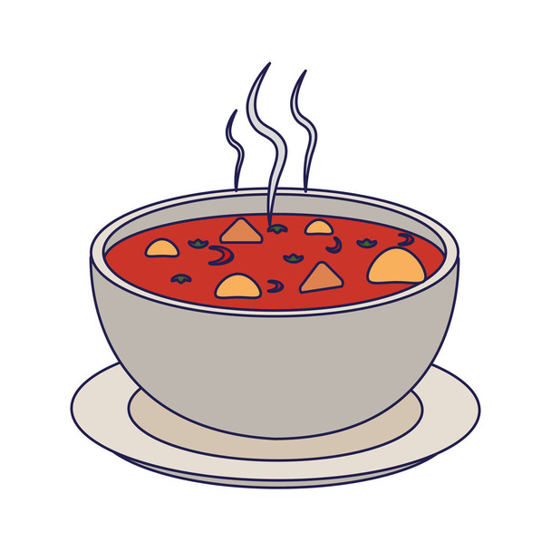 Τάκο σούπα ζεστό φαγητό μπλε γραμμές - Διάνυσμα, εικόνα