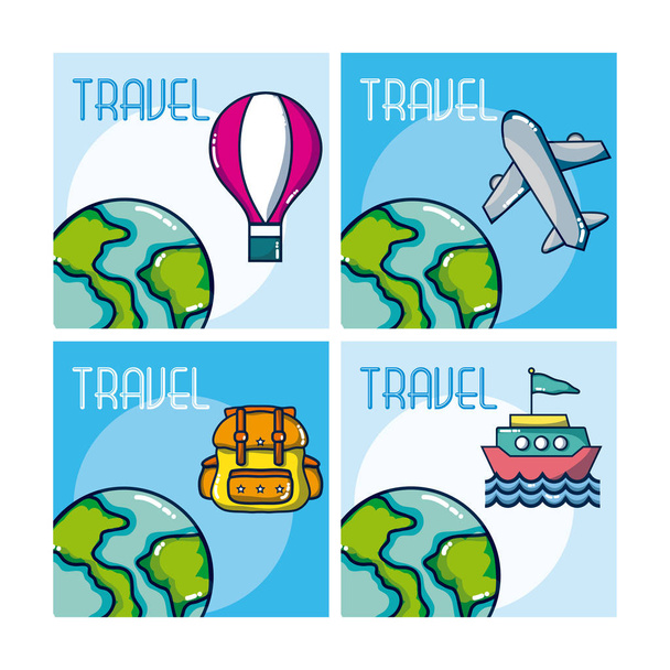 ensemble d'icônes de voyage - Vecteur, image