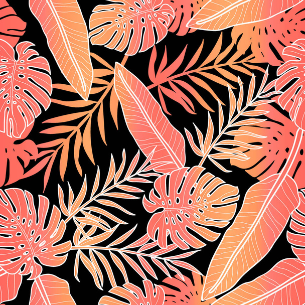 Tropical palm leaves, jungle leaf seamless vector floral pattern background - Vector, Image