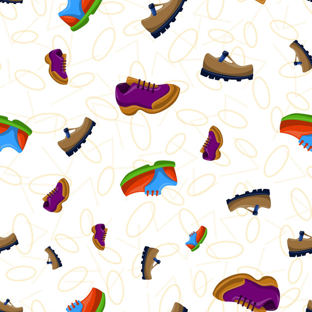 Shoes Flat Color Background Seamless Pattern - Vettoriali, immagini