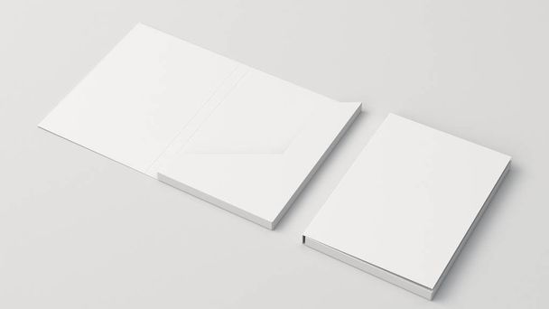 Mockup of blank white cardboard folder - 写真・画像