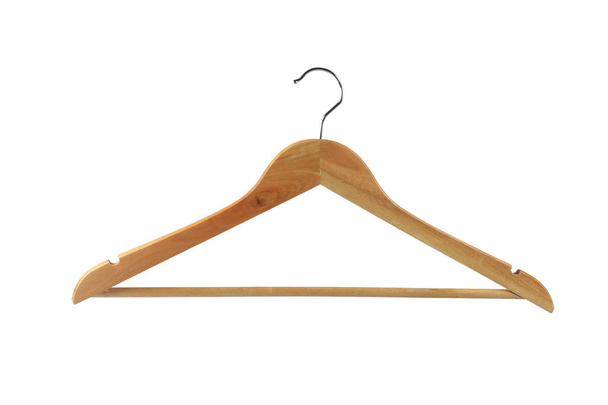 houten hanger voor kleding geïsoleerd op witte achtergrond - Foto, afbeelding