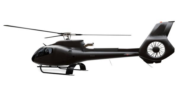 Helicóptero preto isolado no fundo branco. Renderização 3d
. - Foto, Imagem