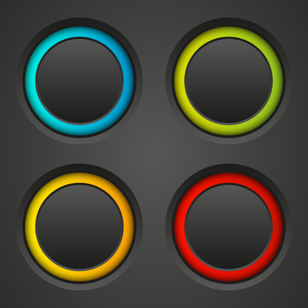 Set of dark round buttons - Vector, Imagen