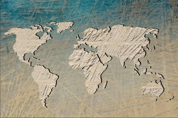 Zhruba načrtnutých světových map s naplňováním kamene - Fotografie, Obrázek