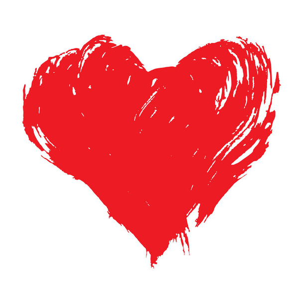 Brushstroke painted red heart shape - Vektör, Görsel