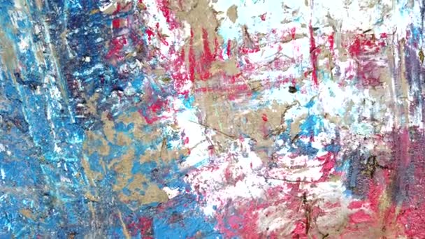 Movimento Oleo abstrato pintura colorida sobre fundo parede de concreto
. - Filmagem, Vídeo