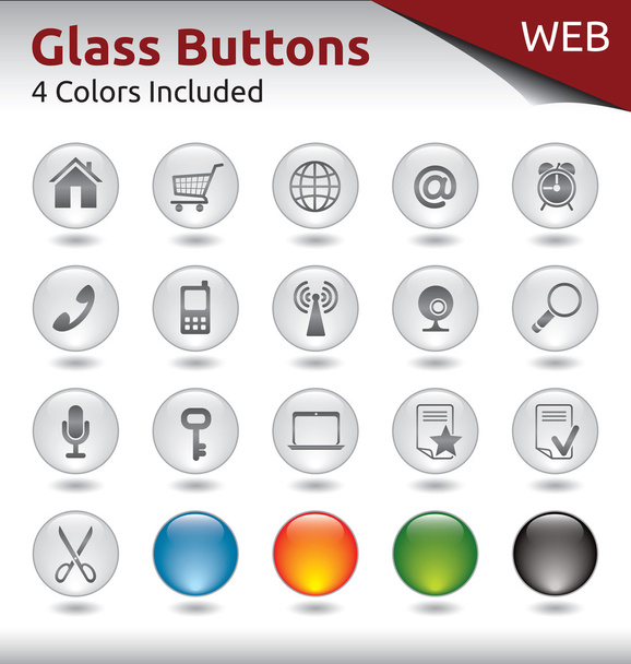 Botones de cristal WEB
 - Vector, Imagen