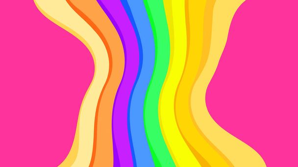 pink colors and rainbow wave for background, abstract colorful wave line, wallpaper rainbow curve multicolor stripes, rainbow art line colors for graphic design, multi colors modern art line style - Vector, Image