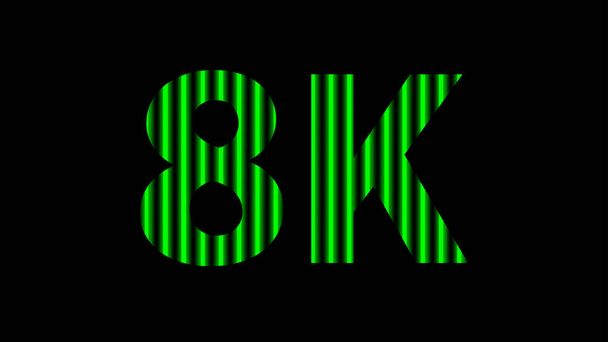 8k alphabet digital neon light green on black, high definition 8k for modern background, 8k resolution of technology screen for backdrop display - Vector, Image