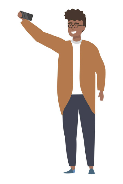 Людина-аватар зі смартфоном, що приймає дизайн селфі
 - Вектор, зображення