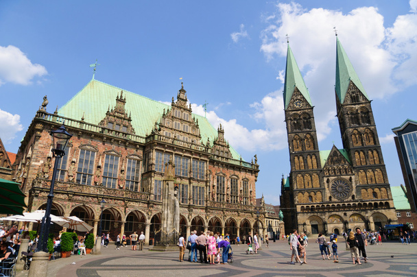 Historiallinen kaupungintalo ja katedraali Bremenissä, Saksassa
 - Valokuva, kuva