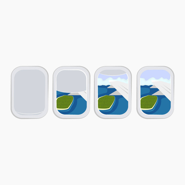 airplane window porthole stock Summer travels design banners. White window aircraft - Vector, Image