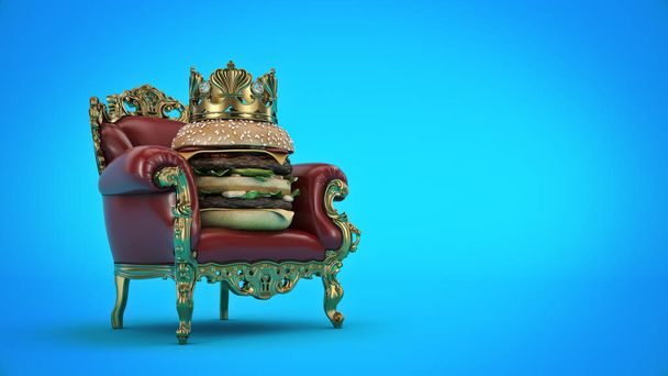 Бургер с короной. 3d-рендеринг
 - Фото, изображение