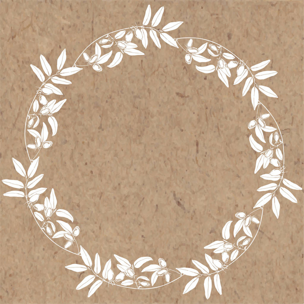 Wreath with honeysuckle branches. Round frame with space for text. Invitation, greeting card or an element for your design. Vector. Silhouette. - Vektör, Görsel