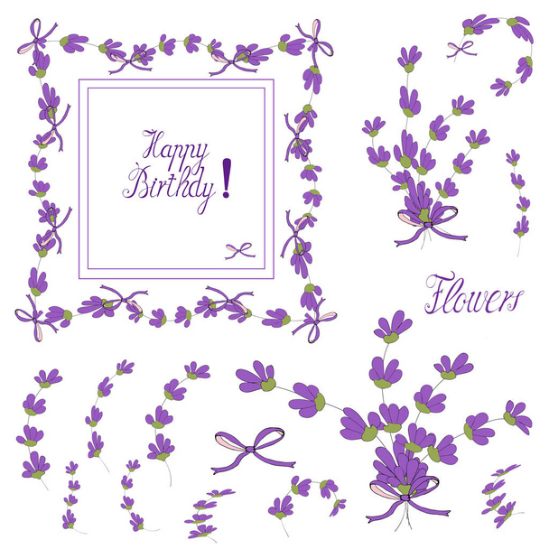 Card Template Lavender Vector hand draw illustration. Celebrate happy mood vector  illustration. - ベクター画像