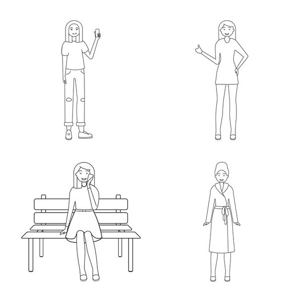 Vector illustration of posture and mood logo. Collection of posture and female vector icon for stock. - Vecteur, image