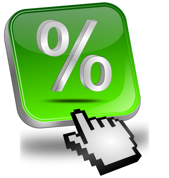 Botão de desconto com símbolo percentual e cursor
 - Foto, Imagem