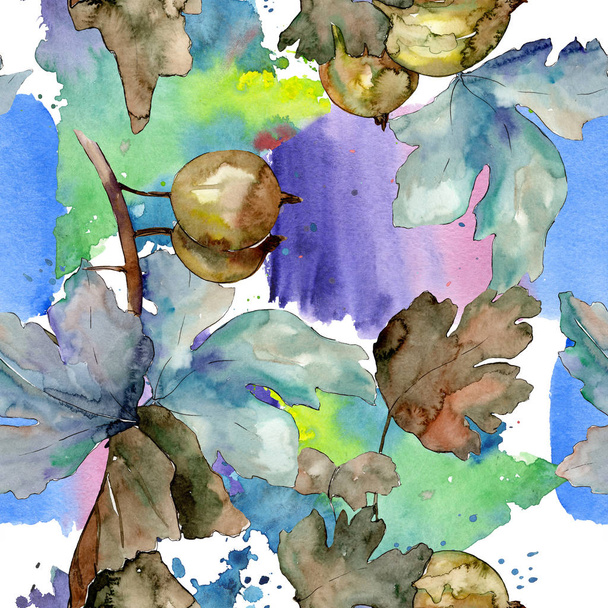 Gooseberry healthy food isolated. Watercolor background illustration set. Seamless background pattern. - Valokuva, kuva
