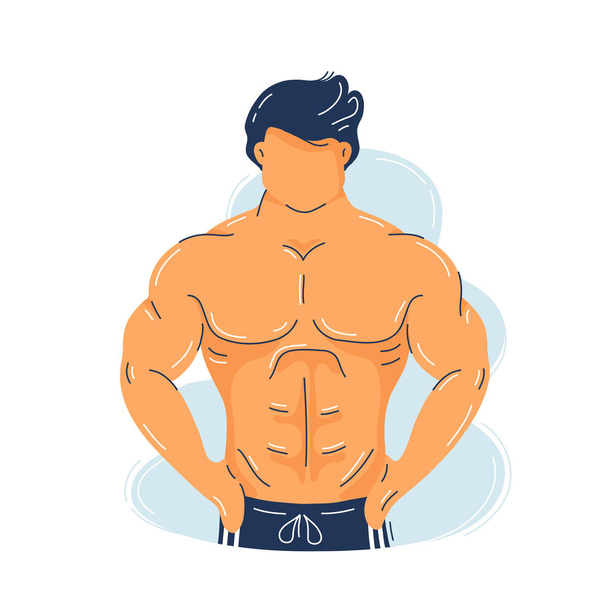 Ισχυρός μυώδης άνθρωπος γυμναστήριο με τέλειο σώμα - Διάνυσμα, εικόνα