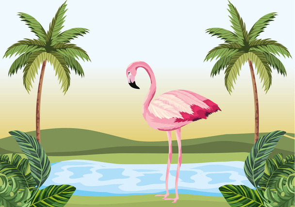 Тропический фламинго
 - Вектор,изображение