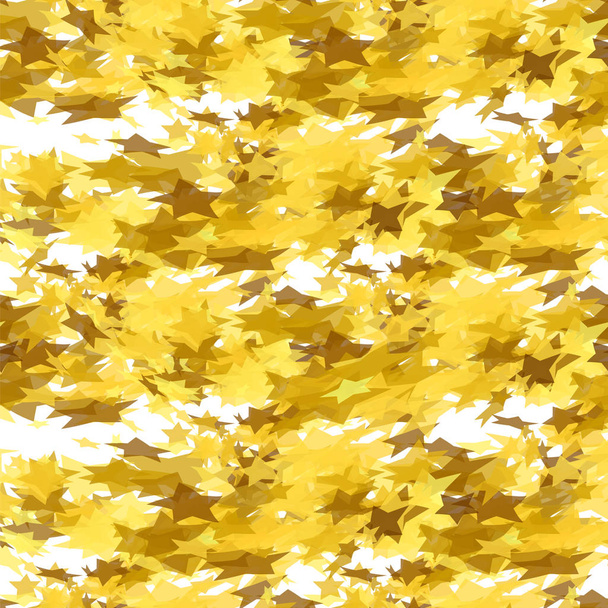 Gold Stars Seamless Pattern on White Background. Yellow Starry Pattern - Photo, Image