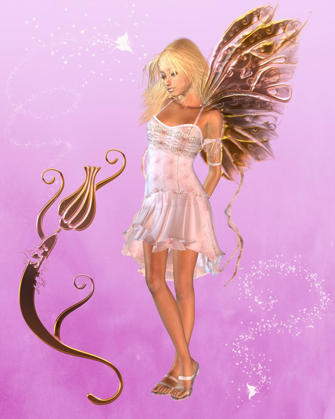 Pink Fairy with Magical Background - Photo, Image