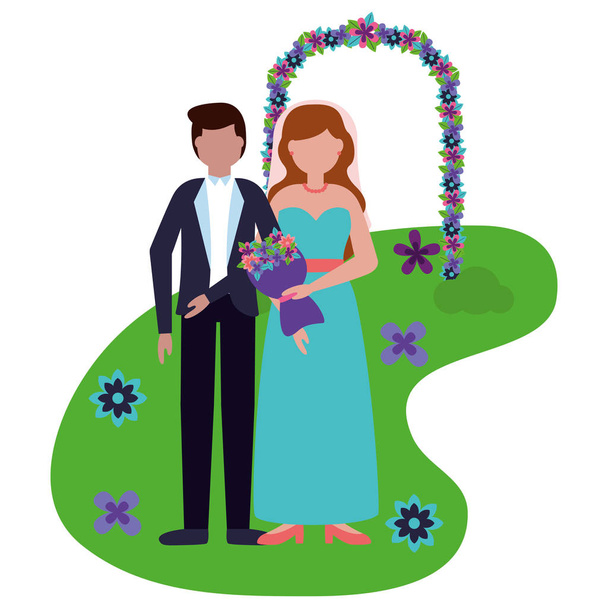 sposa e sposo arco fiori decorazione matrimonio
 - Vettoriali, immagini