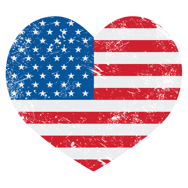 United States on America retro heart flag - vector - Vektori, kuva