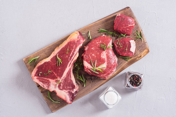 Variety of raw beef meat steak  - Fotó, kép