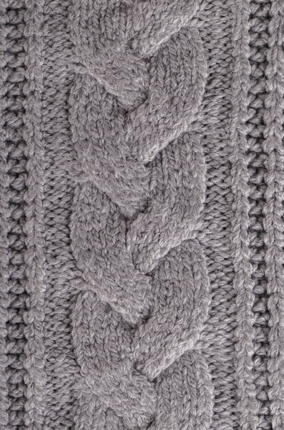 Grey knitted plaid texture - Φωτογραφία, εικόνα