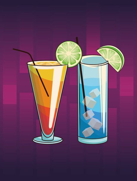 alcoholische dranken dranken cartoon - Vector, afbeelding