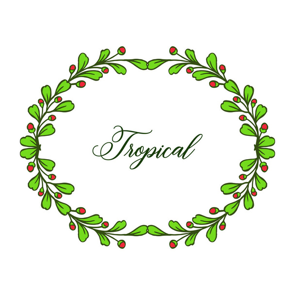 Tropical para marco floral verde frondoso, lugar en blanco para el texto. Vector
 - Vector, Imagen