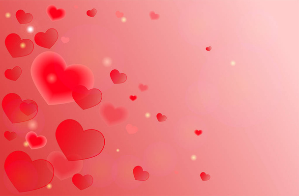 Red-pink background with hearts. Horizontal banner. Vector template. - Vector, Image