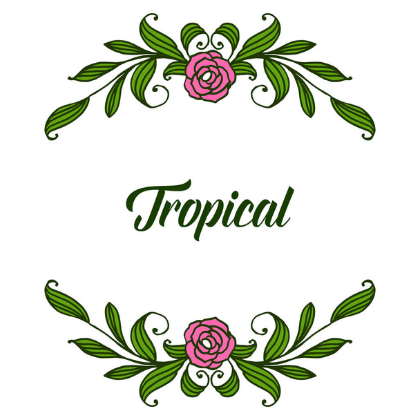 Textura de plantilla tropical con marco floral de hoja verde natural. Vector
 - Vector, Imagen
