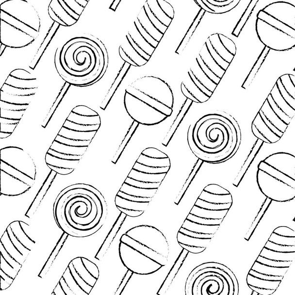 zoete snoepjes cartoon lekkere zoetwaren patroon - Vector, afbeelding