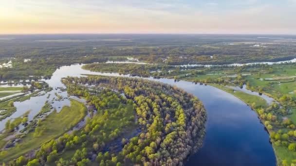 Floodplain of a river Prypyat in spring - Footage, Video