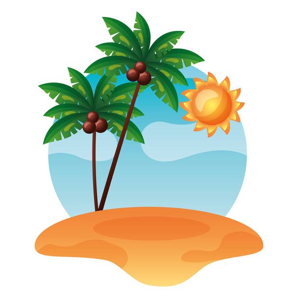 tropisch strand zand Palm Tree zon - Vector, afbeelding
